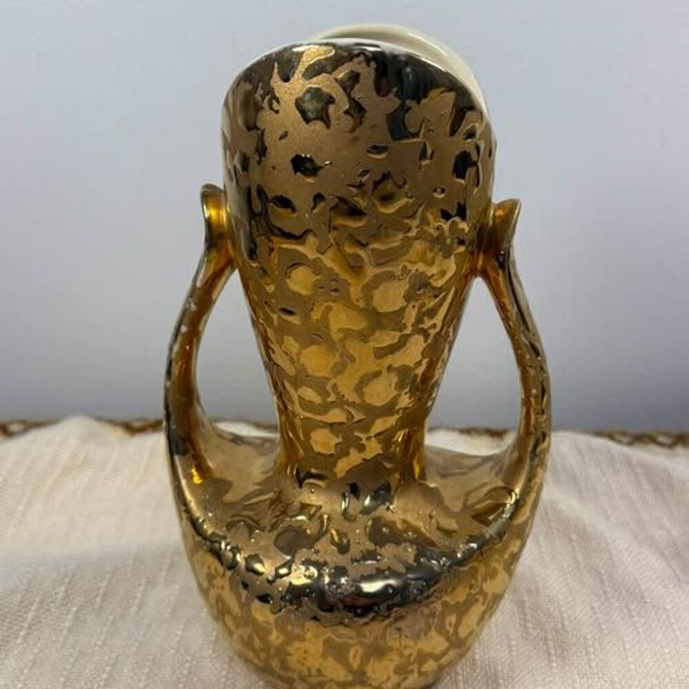 Vintage Gold Weeping Glaze Ceramic Double Handle Vase